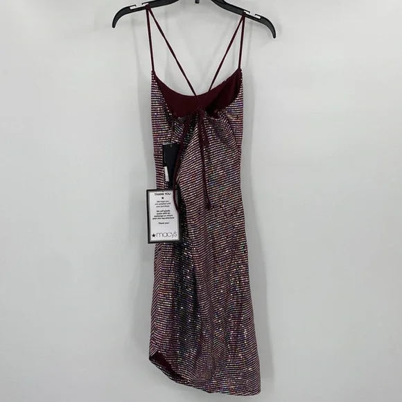 City Studio Slim Red Juniors' Sparkle Cowl-Back Bodycon Dress Size Medium - Picture 6 of 10